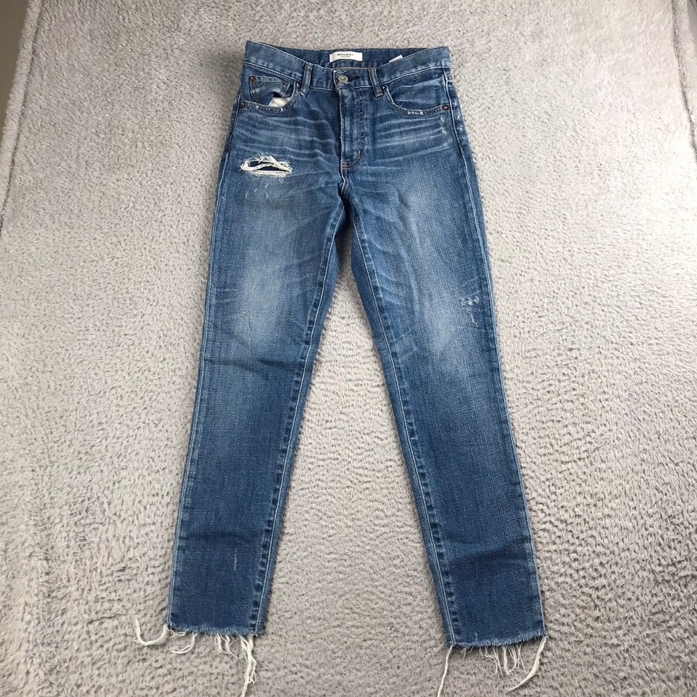 Moussy Vintage Hammond Jeans Womens 27 High Rise Skinny Distressed Raw Hem Japan